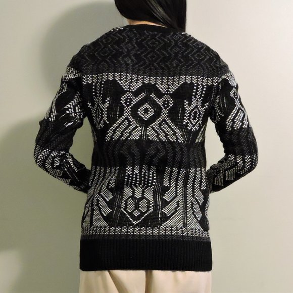 J Crew Black & White Cotton Wool Crew Neck Cabin Sweater, Size XS - Picture 6 of 11